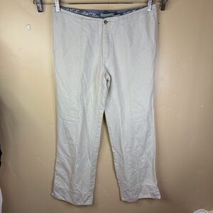 Horny‎ Toad Toad&Co Womens Beige Hiking Cargo Pants Blue Floral Cuff Size 10